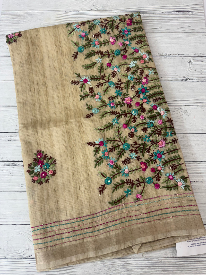 Handworked Blended tussar silk saree with handworked MS90543