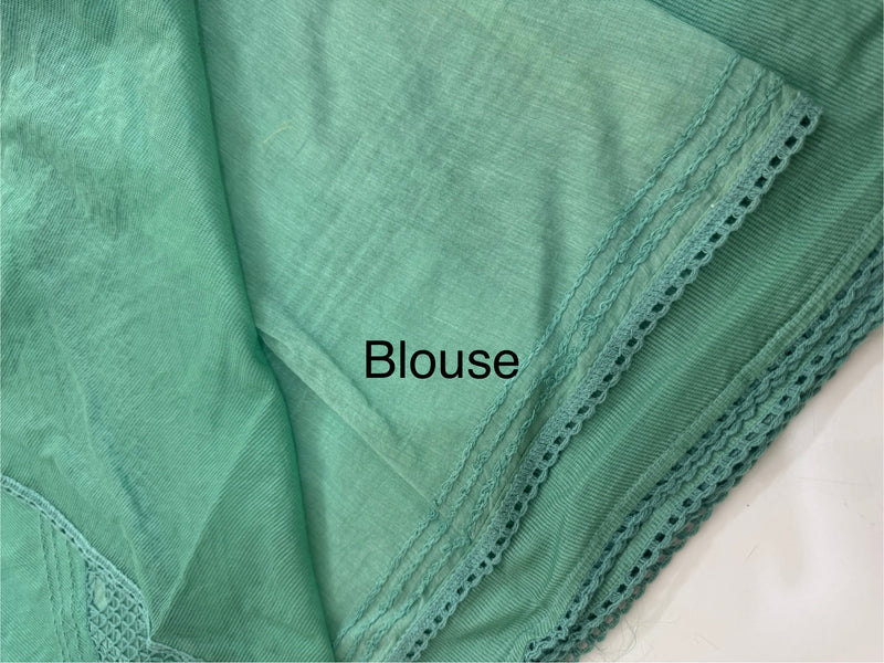 Supernet saree with crochet work and lace border MCJ5433 -JadeGreen(Design - Diagonal Crochet)