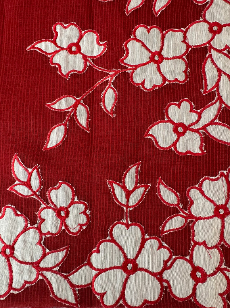 NetKota Applique work saree  MSH141- DeepRed