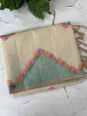 Soft Jute tissue saree with embroidery MJT671