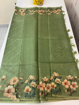Tissue Silk Saree with digital prints SSKW94- Green