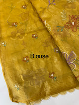 Crush Organza saree with embroidery work MBS699 Mustard
