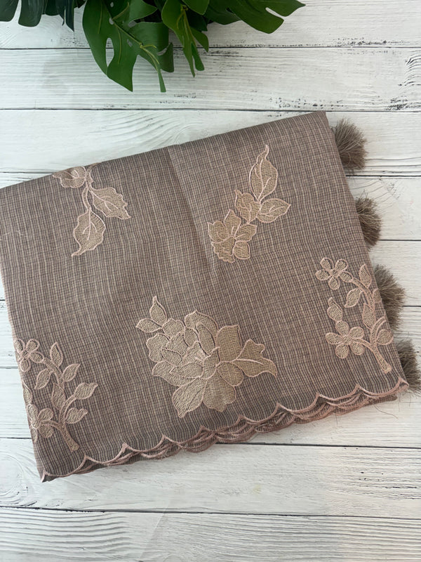 Silky kota embroidery saree  MSK890 DuskyBrown