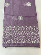 Kota checks saree with embroidery SVTS31 Lavender