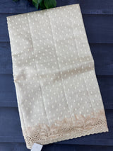 Cutwork blended tussar saree   - Cream MS5222