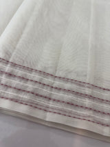 Kota Chanderi saree with kanta embriodery borders and  applique work on pallu MCBS699- White to DuskyPink