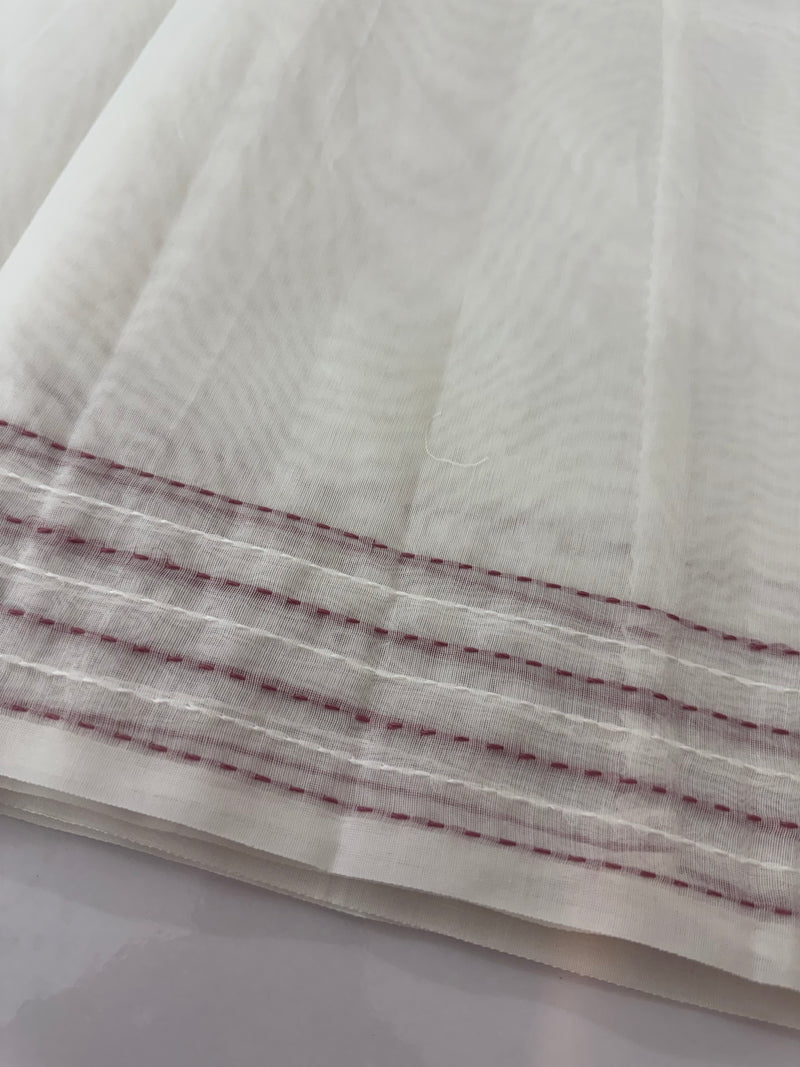 Kota Chanderi saree with kanta embriodery borders and  applique work on pallu MCBS699- White to DuskyPink