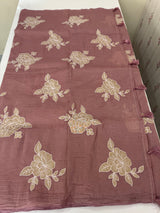 Soft Crush Organza Applique work saree with tissue applique work MS14978 Mauve