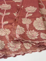 Dual tone Crush silk Organza Applique work saree MS14567- DuskyPeachPink