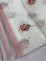 Digital printed & embroidered semi Linen Saree MLS616 (1)