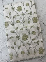 Mul cotton applique work saree with scalloped borders MSH166