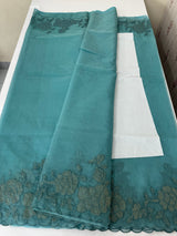 Soft organza saree with applique work - MCW543 Blue