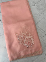 Crush Organza saree with applique work MBS676 Pastel PeachyPink