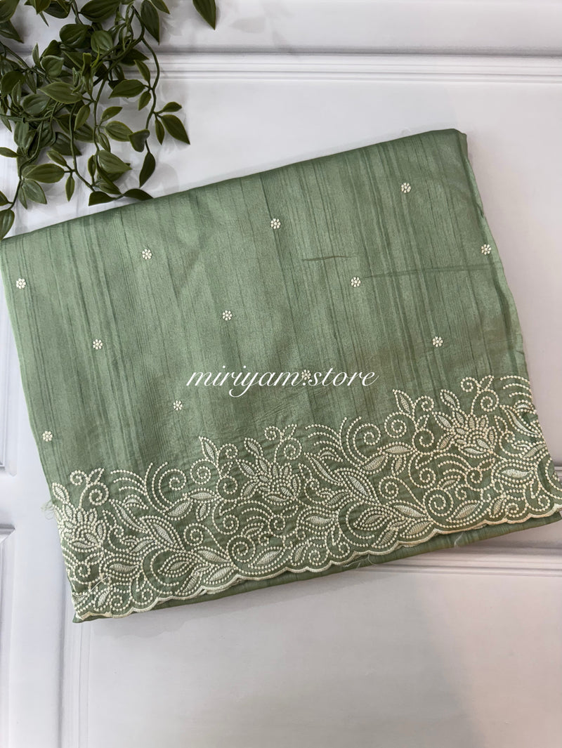 Embroidered Crepe semi tussar silk saree- MSS730