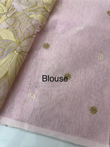Jute Linen saree with thread work MSH206 - Pink