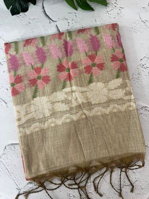Jamdani silk Cotton Saree with blouse MS12552