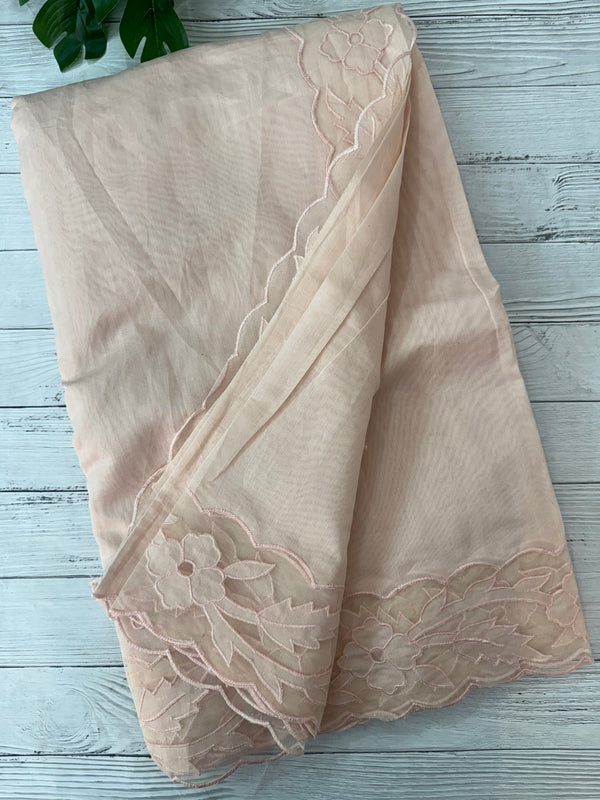 Mul chanderi saree with applique borders MSH111 PastelPeach