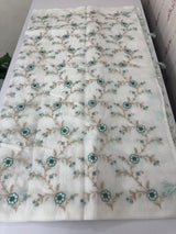 White Kota Supernet saree with embroidery MSH153 - White to Blue