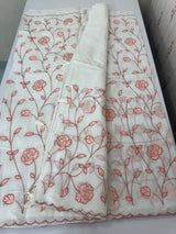 Mul cotton applique work saree with scalloped borders MSH166