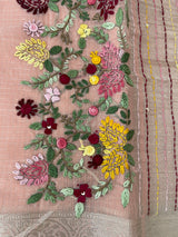 Soft Tissue linen Silk embriodery saree MS49876