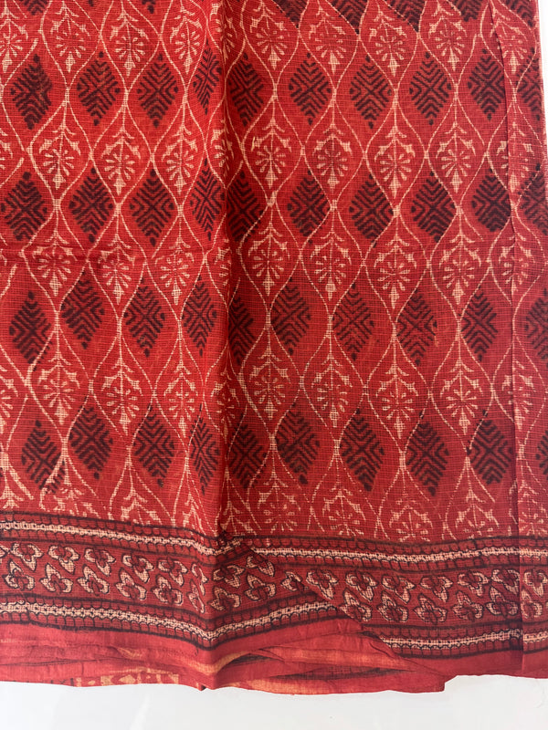 Hand block printed pure kota doria saree MBKD459