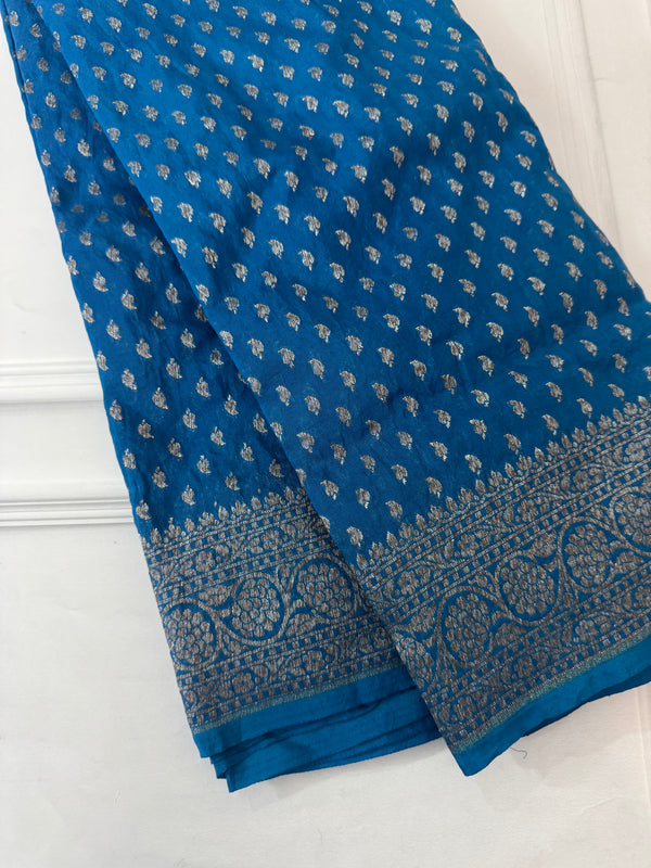 Banarasi viscose Georgette saree MKGS612- CobaltBlue