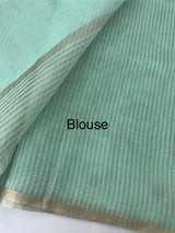 Tissue linen saree with embroidery MTL451 SeaGreen