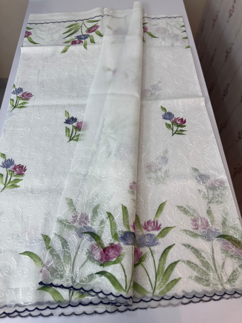 NetkKota saree with handpainting and embroidery MS7833