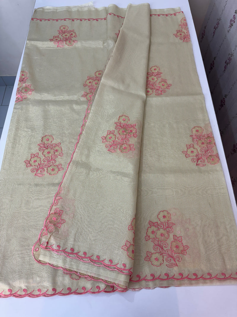 Tissue mix Soft silk saree with applique work MS8146