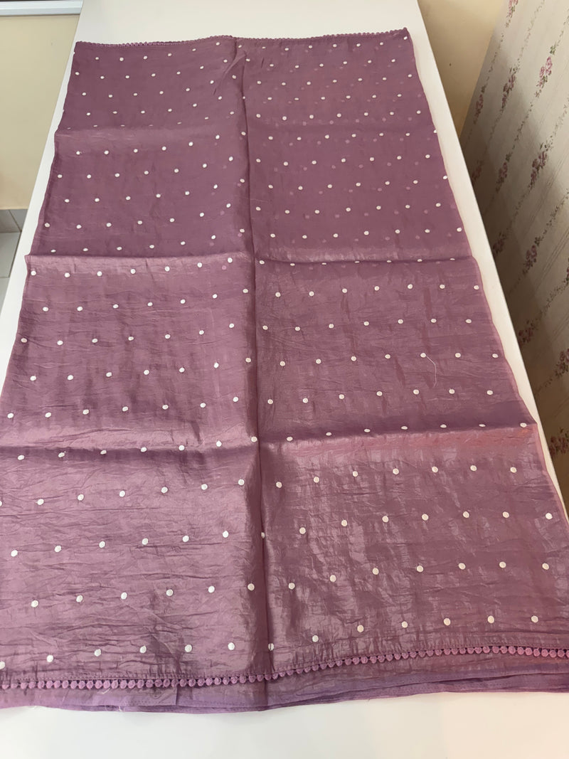 Crush Organza Applique work saree MS14997- DuskyWine