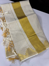 Kerala cotton saree checks - Temple border