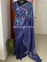 Linen saree with embroidery MOLS676