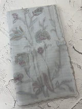 Soft Moonga checks saree with prints and embroidery MSH154 - BluishGrey