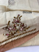 Tissue linen saree with kanta embriodery saree MS88650