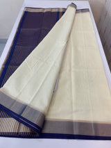 Semi chanderi saree -  MSH229 - Cream to DarkBlue