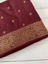 Banarasi Tussar Georgette Saree with brocade blouse - MS44376 Deep Maroon