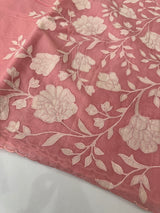 Mul chanderi applique work saree  MSH146- PeachyPink