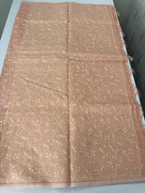 Moonga checks saree with embroidery MSH219 Peach