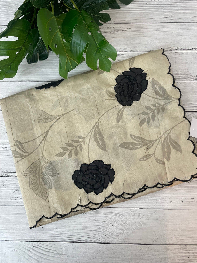 Semi tussar appliqué work saree MTS6589