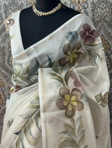 Handpainted Chanderi tissue silk saree MS78944