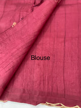 Blended art tussar silk saree with embroidery- MS1090 Cranberry