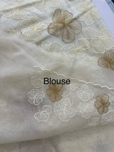 Semi organza saree with thread work - MSH910 Offwhite