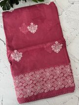 Soft kota checks saree with embroidery - MS7676 Pink