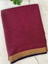Crepe chiffon saree with small checks zari weaving  MS81890