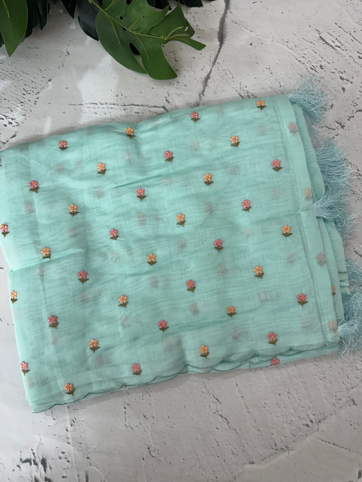 Malai chanderi saree with thread work MSM4569 PastelBlue