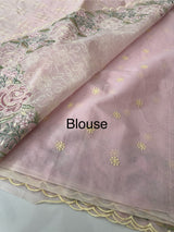 Phulkari NetKota embroidery saree - MSH126 PastelPink