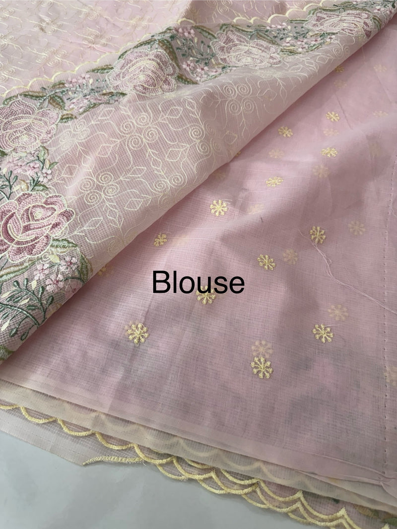 Phulkari NetKota embroidery saree - MSH126 PastelPink