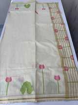Kerala cotton saree - ‘Gulab’