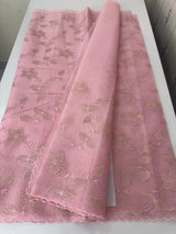 Viscose Organza saree with applique work-MSH238 Pink