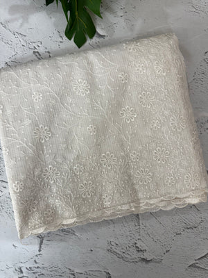Premium Kota Moonga checks saree with embriodery MSH277 - White(3)